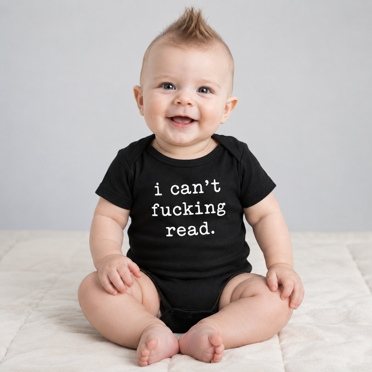 Infant Bodysuit "i can't fucking read." — Funny Baby Shower & Newborn Gift